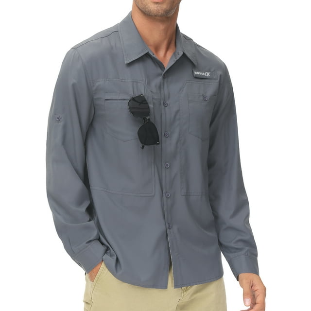 Pdbokew Men's Sun Protection Fishing Shirts Long Sleeve Travel Work