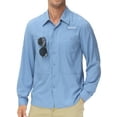thumbnail image 1 of Pdbokew Men's Sun Protection Fishing Shirts Long Sleeve Travel Work Shirts for Men UPF50+ Button Down Shirts with Zipper Pockets Mist Blue 2XL, 1 of 7
