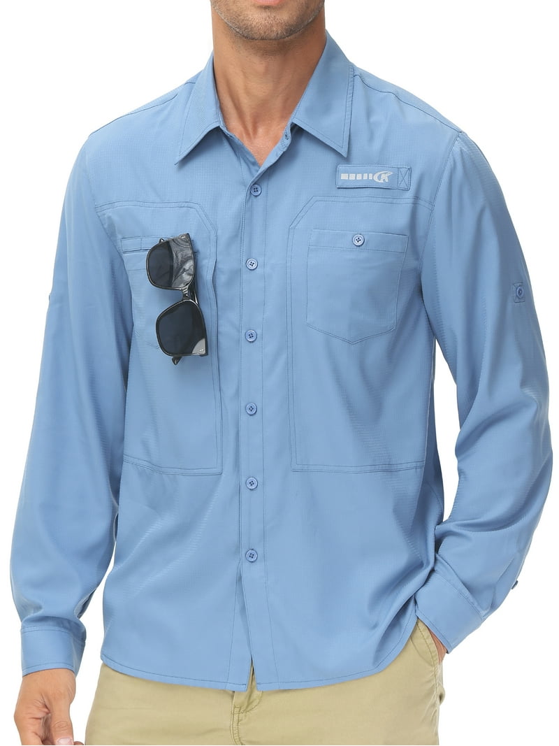 Pdbokew Men's Sun Protection Fishing Shirt, Long Sleeve, UPF
