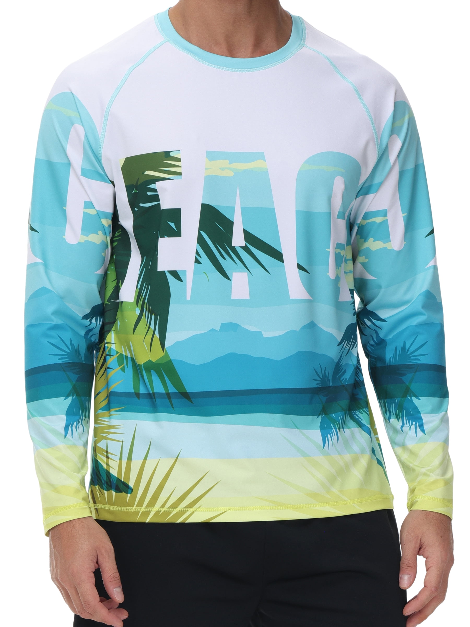 Auranso Boys Rash Guard Swim Shirt – UPF 50+ Sun Protection, Long Sleeve, Quick Dry, Fluorescent Yellow (8-9 Years)