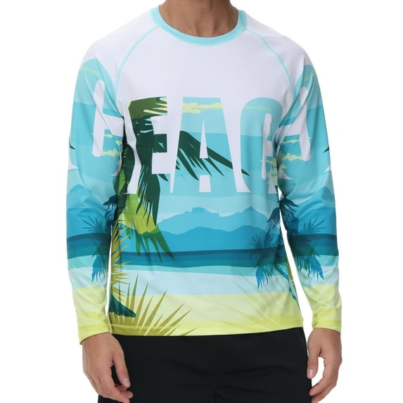 Weilanxin Men's Swim Shirt UPF 50+ UV Sun Protection Quick Dry Rash Ruard Shirts Long Sleeve Surf Shirt Fishing Beach T-Shirt Beach M