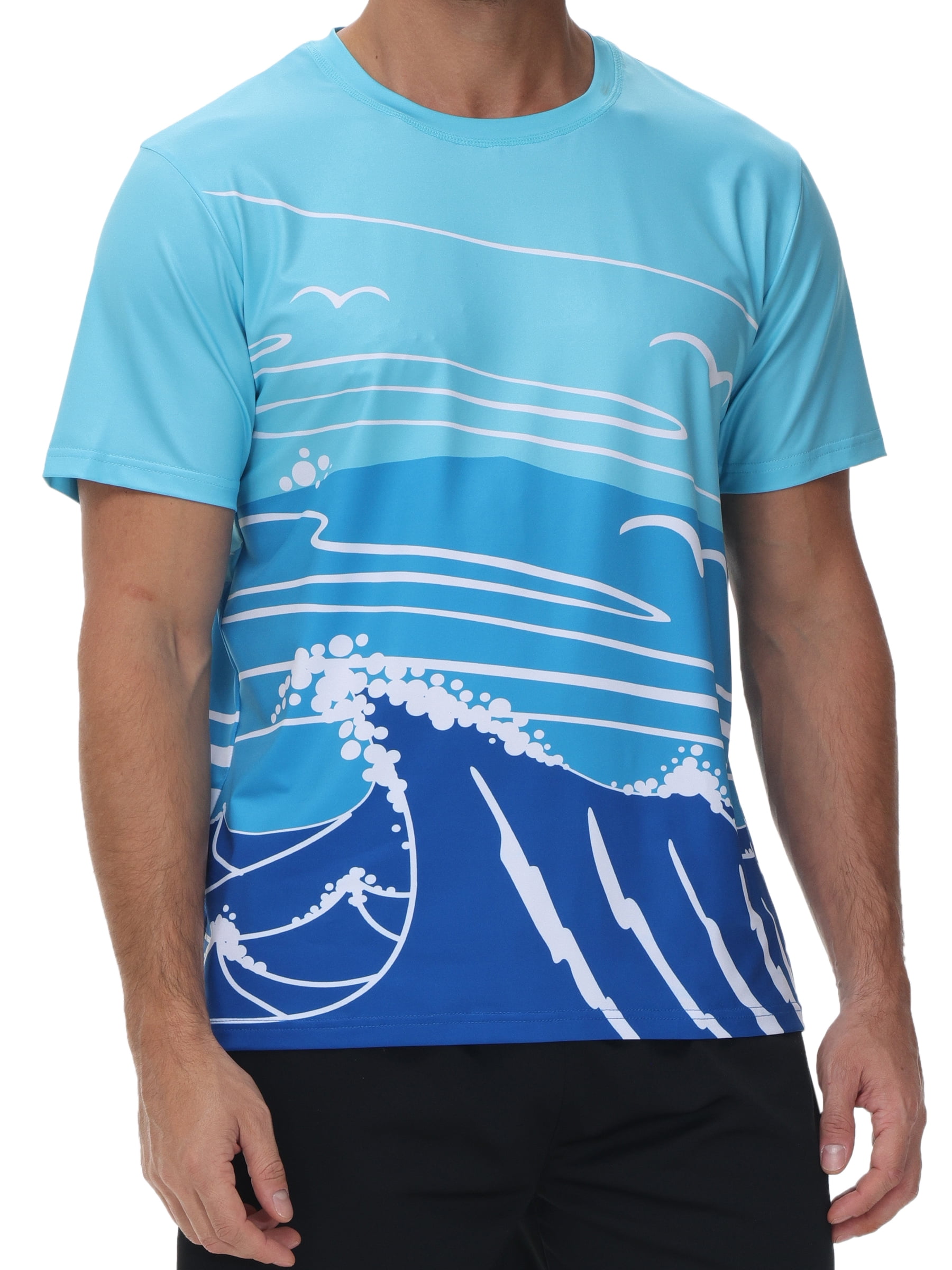 Men's UPF 50+ Rash Guard Swim Shirt - Quick Dry Loose Fit Sun Protection For Surfing & Swimming