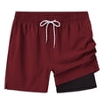 thumbnail image 1 of Pdbokew Mens Swim Trunks Quick Dry Swim Shorts with Lining Beach Shorts With Zipper Pockets Winered -36, 1 of 7