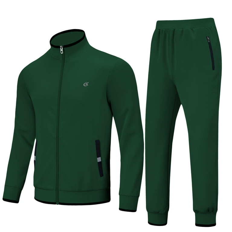 Weilanxin Men s Tracksuits Sweatsuits for Men Set Track Suits 2 Piece Casual Athletic Jogging Warm Up Full Zip Sweat Suits Armygreen XL