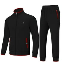 Pdbokew Men's Tracksuits Sweatsuits for Men Set Track Suits 2 Piece Casual Athletic Jogging Warm Up Full Zip Sweat Suits Black L