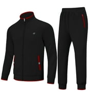 Pdbokew Men's Tracksuits Sweatsuits for Men Set Track Suits 2 Piece Casual Athletic Jogging Warm Up Full Zip Sweat Suits Black M