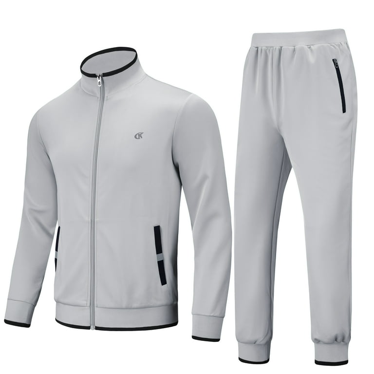 Weilanxin Men s Tracksuits Sweatsuits for Men Set Track Suits 2 Piece Casual Athletic Jogging Warm Up Full Zip Sweat Suits Darkgrey 2XL