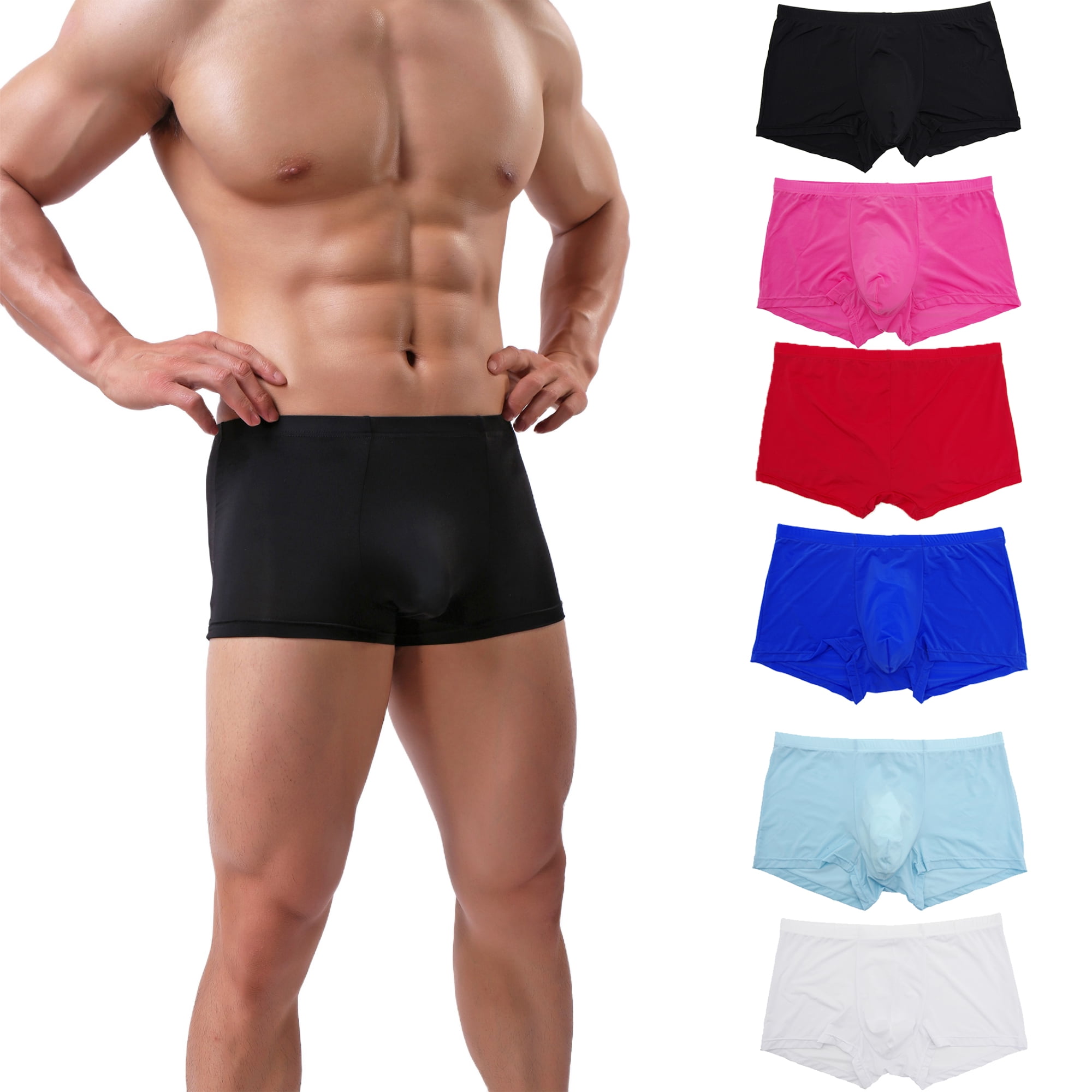 Pdbokew Men's Trunks Underwear Ice Silk Cotton Modal Seamless Panties