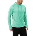 thumbnail image 1 of Pdbokew Men's UPF 50+ Rash Guard Swim Shirt Long Sleeve Athletic Hoodies Lightweight Fishing Running Thumbholes Shirt Lightgreen XL, 1 of 8