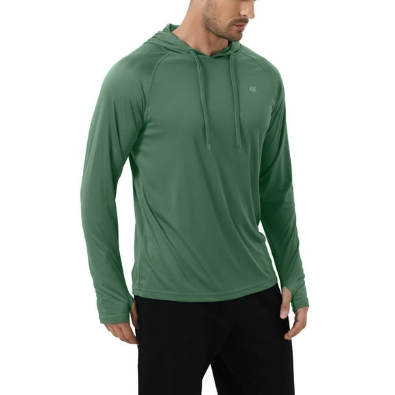 Weilanxin Men's UPF 50  Rash Guard Swim Shirt Long Sleeve Athletic Hoodies Lightweight Fishing Running Thumbholes Shirt Olivegreen L