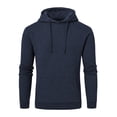 thumbnail image 1 of Pdbokew Men's Pullover Hoodie Check Jacquard Kangaroo Pockets Color-Block Design Long-Sleeve Drawstring Casual Hooded Sweatshirt Navyblue 2XL, 1 of 6