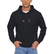 Pdbokew Mens Hooded Sweatshirt Casual Long Sleeve Drawstring Waffle Knit Pullover Hoodies Black L