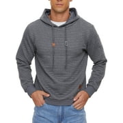 Pdbokew Mens Hooded Sweatshirt Casual Long Sleeve Drawstring Waffle Knit Pullover Hoodies Deepgrey L