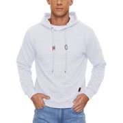 Mens Hooded Sweatshirt Casual Long Sleeve Drawstring Waffle Knit Pullover Hoodies White XL