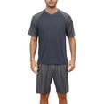 thumbnail image 1 of Pdbokew Mens Pajamas Set Lightweight Summer Pjs Sleepwear Soft Comfy Short Sleeve Loungewear Dark Gray with Carbon gray L, 1 of 6
