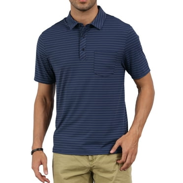 Weilanxin Mens Polo Shirts Short Sleeve Casual Striped Stylish Dry Fit Performance Designed Collared Golf Polo Shirts for Men Blue 2XL