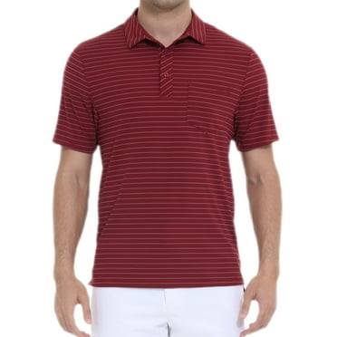 Weilanxin Mens Polo Shirts Short Sleeve Casual Striped Stylish Dry Fit Performance Designed Collared Golf Polo Shirts for Men Burgundy M