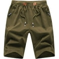 thumbnail image 1 of Weilanxin Mens Shorts Casual Drawstring Zipper Pockets Elastic Waist Workout Shorts for Men Armygreen 28, 1 of 8