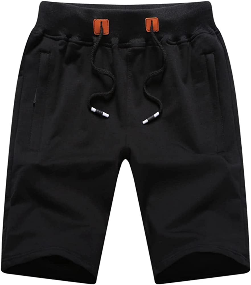 WEILANXIN Store Weilanxin Mens Shorts Casual Drawstring Zipper Pockets Elastic Waist Workout Shorts for Men Black 29