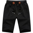thumbnail image 1 of Weilanxin Mens Shorts Casual Drawstring Zipper Pockets Elastic Waist Workout Shorts for Men Black 40, 1 of 8