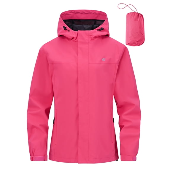 Pdbokew Packable Rain Jacket for Women Waterproof Raincoats with Hood Roas M