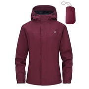 Packable Rain Jacket for Women Waterproof Raincoats with Hood Wine XL