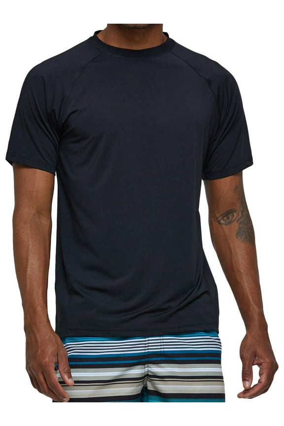 Swim Shirts Short Sleeve for Men Quick Dry Running UPF50+ Sun Protection Rash Guard Top BT3-Black 5XL
