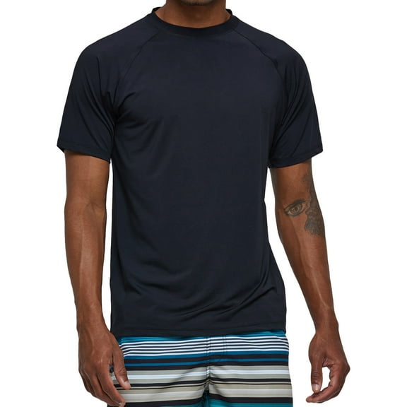 Weilanxin Swim Shirts Short Sleeve for Men Quick Dry Running UPF50  Sun Protection Rash Guard Top BT3-Black XL