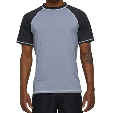 Weilanxin Swim Shirts Short Sleeve for Men Quick Dry Running UPF50  Sun Protection Rash Guard Top BT3-LightGray CharcoalGray L