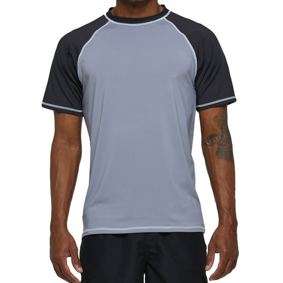 Weilanxin Swim Shirts Short Sleeve for Men Quick Dry Running UPF50  Sun Protection Rash Guard Top BT3-LightGray CharcoalGray XL