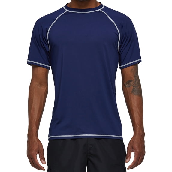 Weilanxin Swim Shirts Short Sleeve for Men Quick Dry Running UPF50+ Sun Protection Rash Guard Top BT3-NavyBlue 2XL