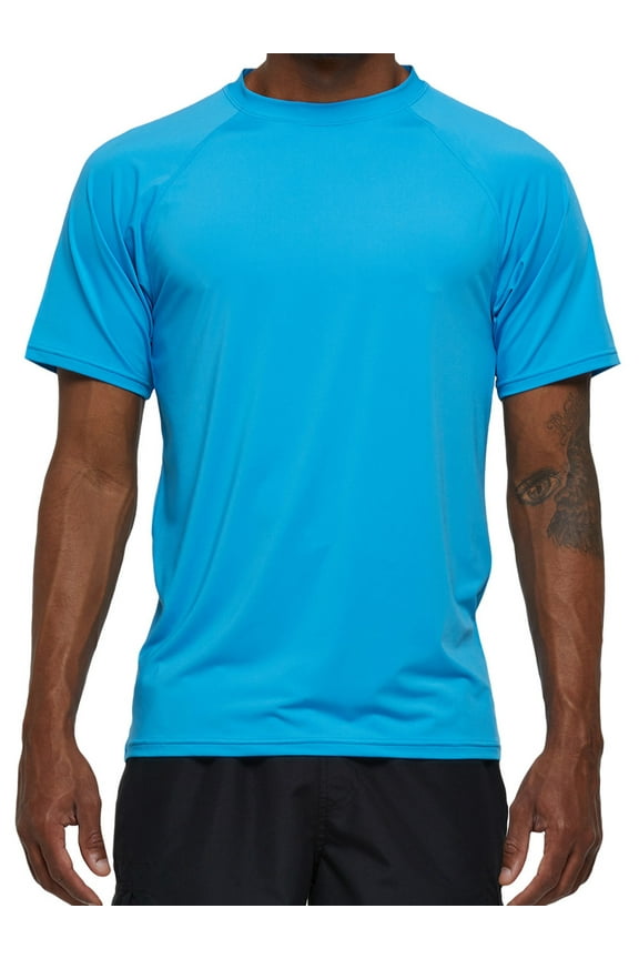 Swim Shirts Short Sleeve for Men Quick Dry Running UPF50+ Sun Protection Rash Guard Top BT3-SkyBlue S