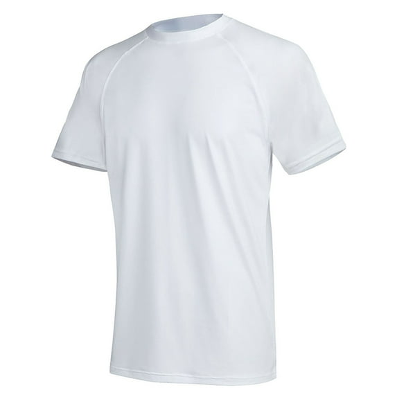Weilanxin Swim Shirts Short Sleeve for Men Quick Dry Running UPF50+ Sun Protection Rash Guard Top BT3-White 3XL