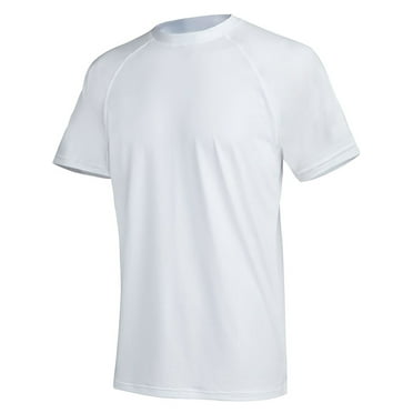 Weilanxin Swim Shirts Short Sleeve for Men Quick Dry Running UPF50  Sun Protection Rash Guard Top BT3-White M