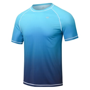 Weilanxin Swim Shirts Short Sleeve for Men Quick Dry Running UPF50  Sun Protection Rash Guard Top BT6-BlueGradientk 3XL