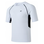 Weilanxin Swim Shirts Short Sleeve for Men Quick Dry Running UPF50+ Sun Protection Rash Guard Top White L