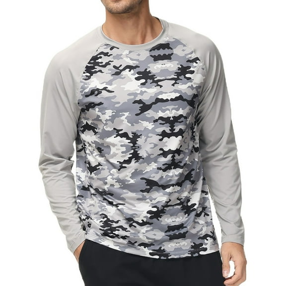 Weilanxin Swim Shirts for Men Long Sleeve Mens Rash Guards UPF 50  Water Quick-Dry Sports Swimwear Grey M