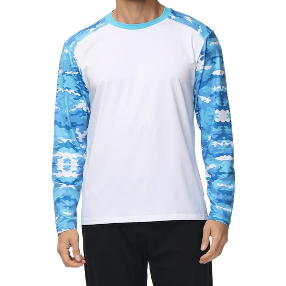 Weilanxin Swim Shirts for Men Long Sleeve Rashguard UPF 50+ Quick-Dry Surf Shirt Sports Swimwear Blue Collared L