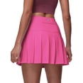 thumbnail image 1 of Pdbokew Women's Pleated Tennis Skirt Golf Skirt Athletic High-Waisted Belted Pocket Lined Shorts Fitness Rose red 3XL, 1 of 8