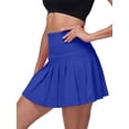 thumbnail image 1 of Pdbokew Women's Pleated Tennis Skirt Golf Skirt Athletic High-Waisted Belted Pocket Lined Shorts Fitness Royal blue S, 1 of 8