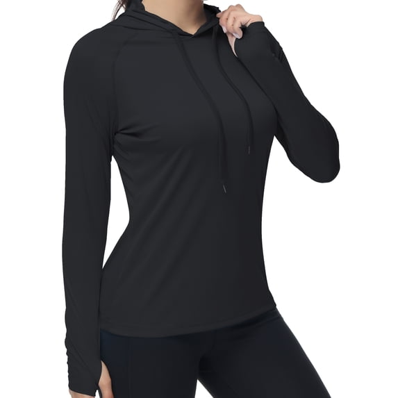 Weilanxin Women's UPF 50+ Sun Protection Hoodie SPF Shirt Long Sleeve Hiking Fishing Outdoor Shirt Lightweight Hoodie Black L