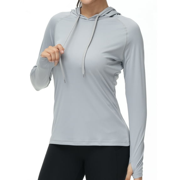 Weilanxin Women's UPF 50+ Sun Protection Hoodie SPF Shirt Long Sleeve Hiking Fishing Outdoor Shirt Lightweight Hoodie LightGrey XL