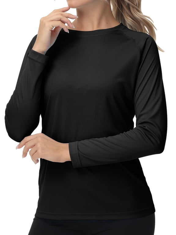 Women's UPF 50+ Sun Shirts Long Sleeve UV Protection Rash Guard Lightweight Quick Dry SPF Hiking Tops Outdoor Black M