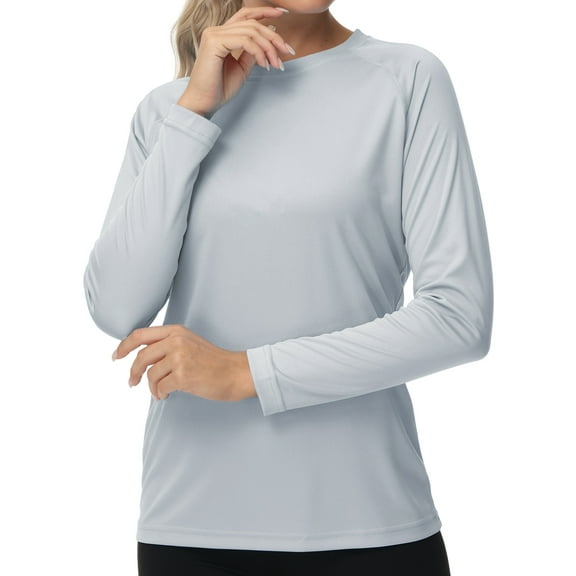 Weilanxin Women's UPF 50 Sun Shirts Long Sleeve UV Protection Rash Guard Lightweight Quick Dry SPF Hiking Tops Outdoor LightGrey XL