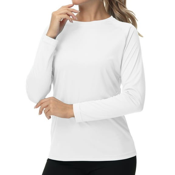 Weilanxin Women's UPF 50  Sun Shirts Long Sleeve UV Protection Rash Guard Lightweight Quick Dry SPF Hiking Tops Outdoor White M