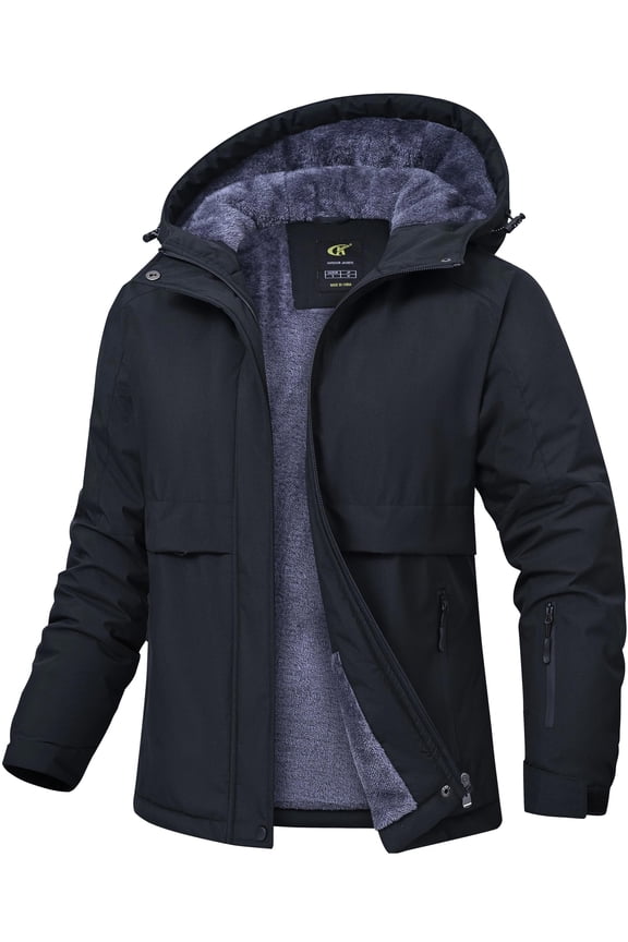Women's Winter Coats Waterproof Snow Ski Jacket Warm Fleece Black L
