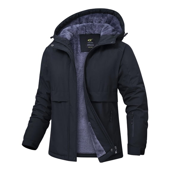 Pdbokew Women's Winter Coats Waterproof Snow Ski Jacket Warm Fleece Black M