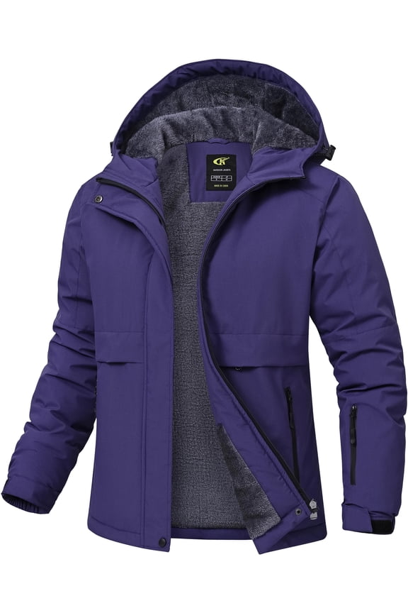 Women's Winter Coats Waterproof Snow Ski Jacket Warm Fleece Purple M