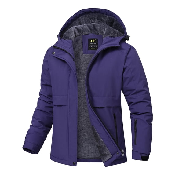 Pdbokew Women's Winter Coats Waterproof Snow Ski Jacket Warm Fleece Purple XL