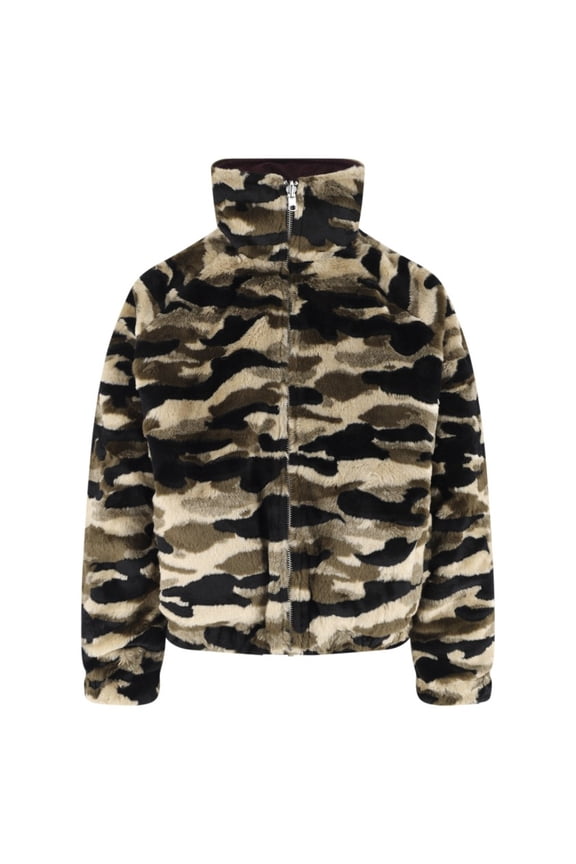 Multicolor Camo Faux Fur Relaxed Jacket (Men's)